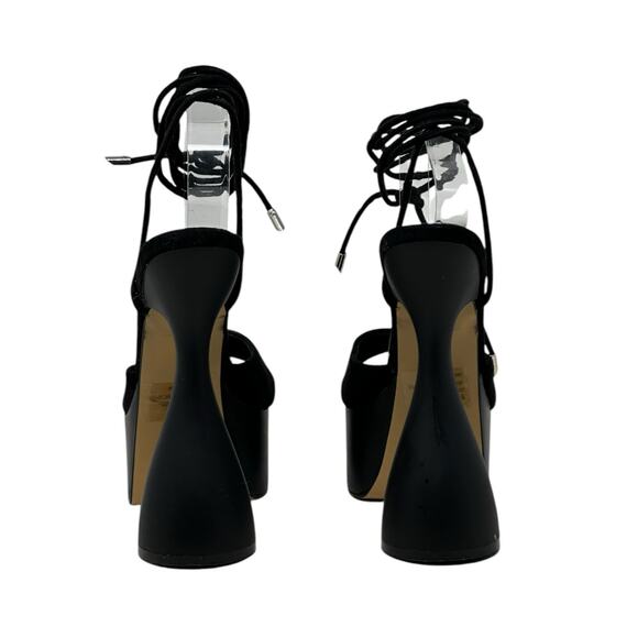 EGO Bite Me black lace up peep toe platform sandal heels size 5 US 6 - Picture 3 of 14